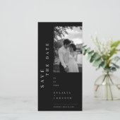 Luxus-Schwarze redaktionelle Hochzeit Save The Dat Date (Stehend Vorderseite)