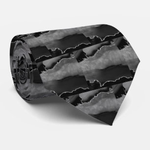 Luxus-Schwarze Silber-Faux-Glitter-Faux-Seide Krawatte