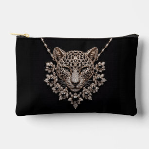 Luxus-Schwarze- und Gold-Leopard-Floral-Diamant-Ha Zubehörtasche