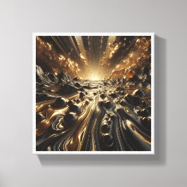 Luxus-Schwarze und goldene Flüssigmarbel - Moderne Leinwanddruck