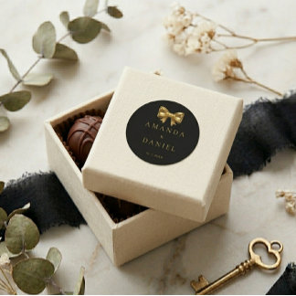 Luxus Schwarze und Goldene  Goldene Bogen Hochzeit Runder Aufkleber