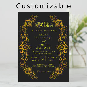 Luxus schwarze und goldene islamische muslimische einladung