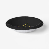 Luxus-Schwarze-und-goldene-Monogramm-Hochzeitspapi Pappteller (Gewinkelt)