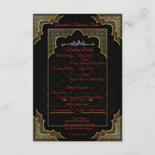 Luxus-Schwarze-und-goldene-Muslim-Hochzeits-Detail Begleitkarte