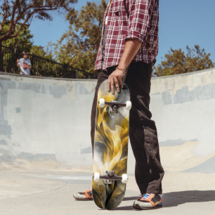 Luxus-Schwarzer Quarz Goldkristalle Geometrisch Skateboard