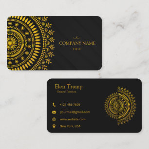 Luxus-Schwarzes und Gold-Mandala Eleganter Beruf Visitenkarte