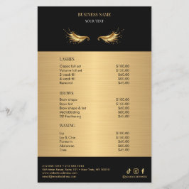 Luxus-Schwarzes und Goldenes Salon-Preisliste Flyer