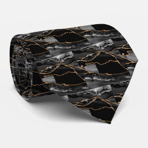 Luxus-Schwarzgold-Faux-Glitter-Faux-Seide Krawatte