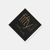 Luxus-Schwarzgold-Fünfzig und Fabelhaft Geburtstag Serviette (Ecke)