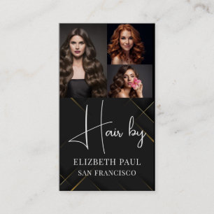 Luxus-Schwarzgold-Glitterlinien mit Foto-Images  Visitenkarte