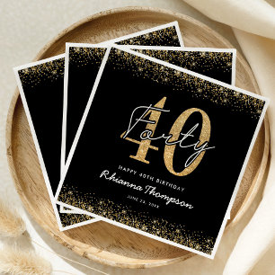 Luxus-Schwarzgoldene Geburtstagsservietten zum 40. Serviette