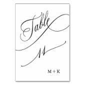 Luxus Script Black and White Wedding Number 11, Tischnummer (Vorderseite)