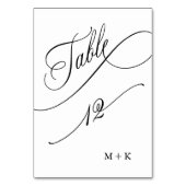 Luxus Script Black and White Wedding Number 12, Tischnummer (Rückseite)