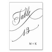 Luxus Script Black and White Wedding Number 13, Tischnummer (Rückseite)