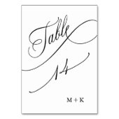 Luxus Script Black and White Wedding Number 14, Tischnummer (Vorderseite)