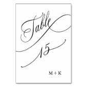 Luxus Script Black and White Wedding Number 15, Tischnummer (Vorderseite)