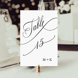 Luxus Script Black and White Wedding Number 15, Tischnummer