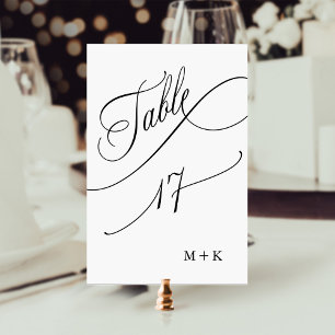 Luxus Script Black and White Wedding Number 17, Tischnummer