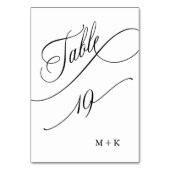 Luxus Script Black and White Wedding Number 19, Tischnummer (Vorderseite)