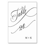 Luxus Script Black and White Wedding Number 20, Tischnummer (Vorderseite)