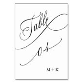 Luxus Script Black and White Wedding Number 4, Tischnummer (Rückseite)
