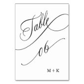 Luxus Script Black and White Wedding Number 6, Tischnummer (Rückseite)