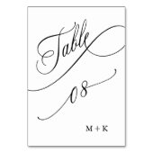 Luxus Script Black and White Wedding Number 8, Tischnummer (Vorderseite)