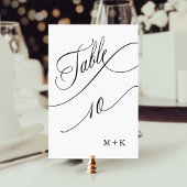 Luxus Script Black and White Wedding Number 8, Tischnummer