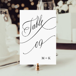 Luxus Script Black and White Wedding Number 9, Tischnummer