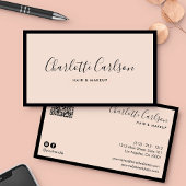 Luxus Script Blush Pink QR Code Social Media Icon Visitenkarte