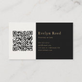 Luxus Script Minimalistisch QR Code Black Gold Visitenkarte (Rückseite)