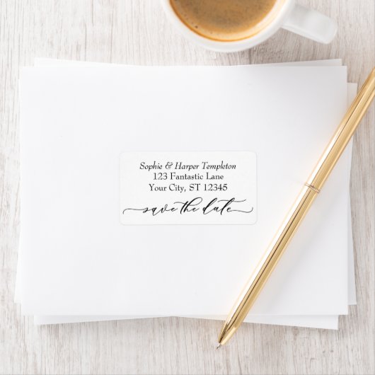 Luxus Script Schriftart Einfache Typografie Save t Adressaufkleber (Insitu)