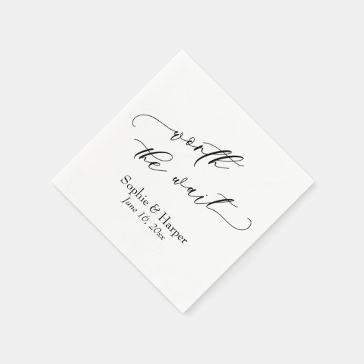 Luxus Script Schriftart Simple Worth the Wait Serviette (Ecke)