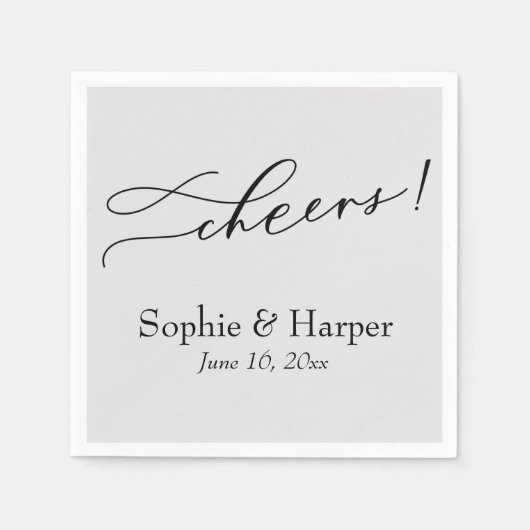 Luxus Script Simple Typografie Cheers! Grau Serviette (Vorderseite)