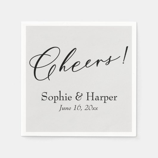 Luxus Script Simple Typografie Cheers! Grau Serviette (Vorderseite)