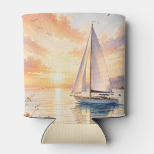 Luxus-Segelyacht bei Sonnenaufgang Aquarell  Dosenkühler
