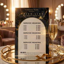 Luxus-Servicepreisliste aus schwarzem Goldachat