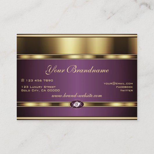 Luxus Shimmery Gold und Lila Glitzy Rhinestones Visitenkarte (Rückseite)