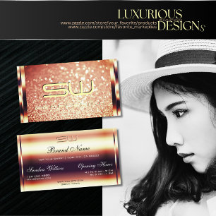 Luxus Shimmery Rose Gold Sparkle Glitzer Monogram Visitenkarte