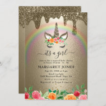 Luxus Shiny Gold Glitzer Girl Unicorn Kinderdusche