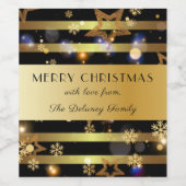 Luxus Shiny Gold Schneeflocken und Sterne Weihnach Weinetikett (Einzelnes Label)