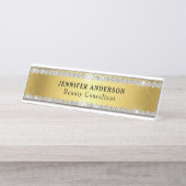 Luxus Shiny Gold und Glitzer Diamond Schreibtischnamensplakette (Vorderseite )