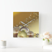 Luxus-Shiny-Sparkling Gold- und Silberzirkel Quadratische Wanduhr (Zuhause)