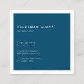 Luxus Signature Script Ocean Blue und White Quadratische Visitenkarte (Rückseite)