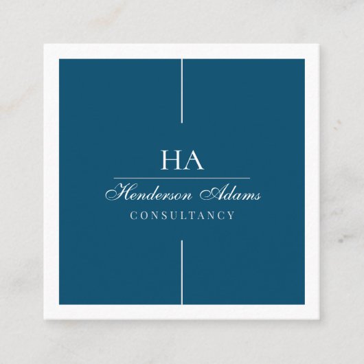 Luxus Signature Script Ocean Blue und White Quadratische Visitenkarte (Vorderseite)