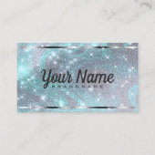 Luxus Silber Aquamariner marmorierter Glitzer Shin Visitenkarte (Vorderseite)