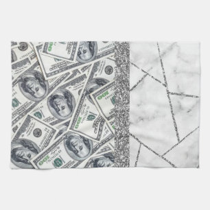 Luxus Silber Dollars Innen Marmor Glitter Schuh Geschirrtuch