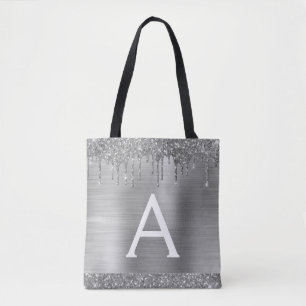 Luxus-Silber-Glitter-Funkel-Elegantes-Monogramm Tasche