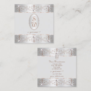 Luxus Silber Roségold Verzierte Ornamente Initiale Quadratische Visitenkarte