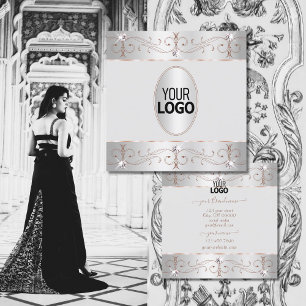 Luxus-Silber-Roségold-Verzierte Ornamente mit Logo Quadratische Visitenkarte